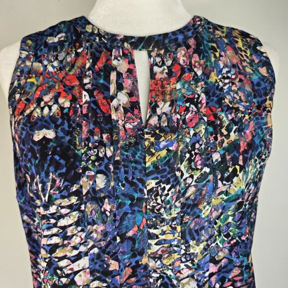 CABI Navy Blue Sleeveless Stained Glass Blouse - Picture 5 of 7